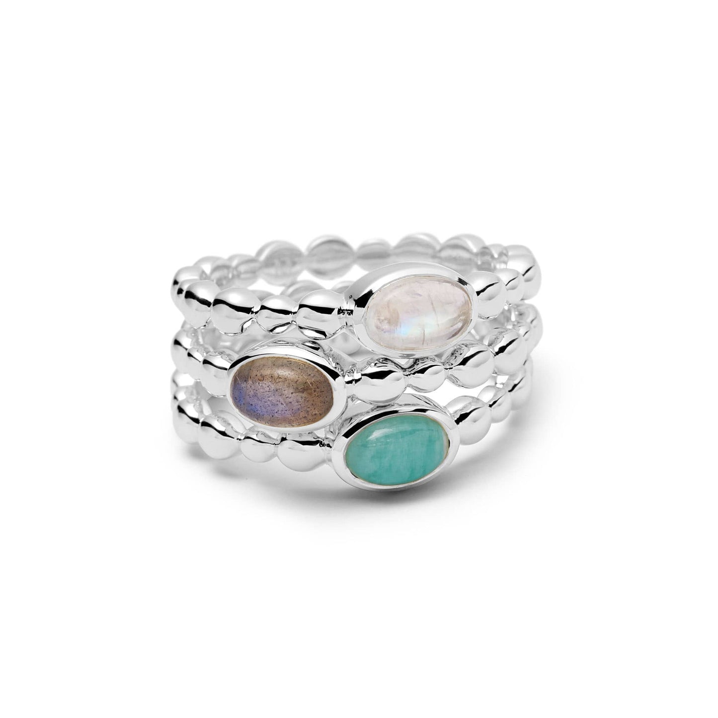 Labradorite Healing Stone Bobble Ring Sterling Silver