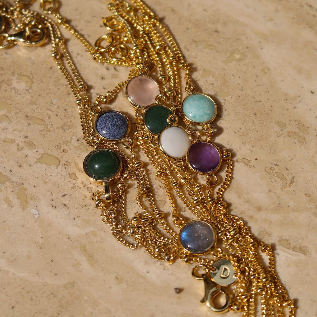 Amethyst Healing Stone Bobble Bracelet 18ct Gold Plate