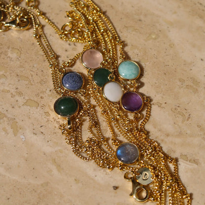 Amethyst Healing Stone Bobble Bracelet 18ct Gold Plate