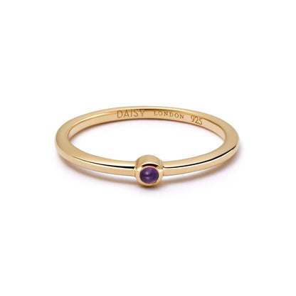 Amethyst Healing Stone Ring 18ct Gold Plate