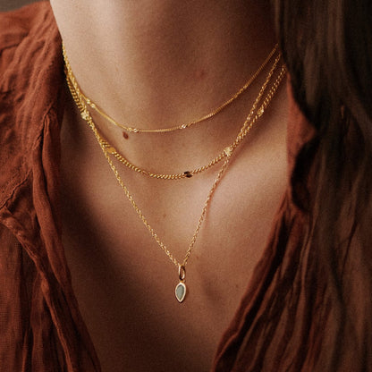 Aquamarine March Birthstone Charm Necklace 18ct Gold Plate