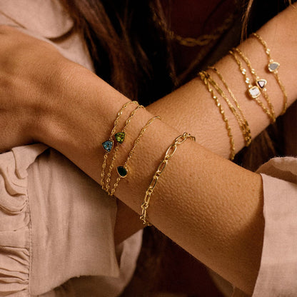 Birthstone Charm Bracelet 18ct Gold Plate
