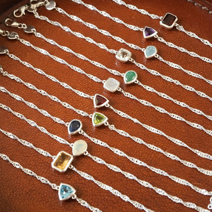 Birthstone Charm Bracelet Sterling Silver