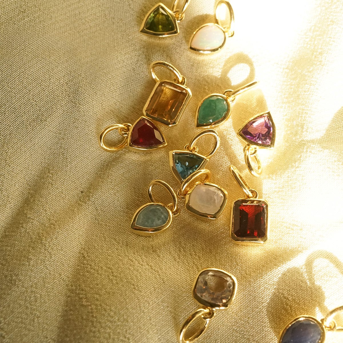 Birthstone Charm Necklace 18ct Gold Plate