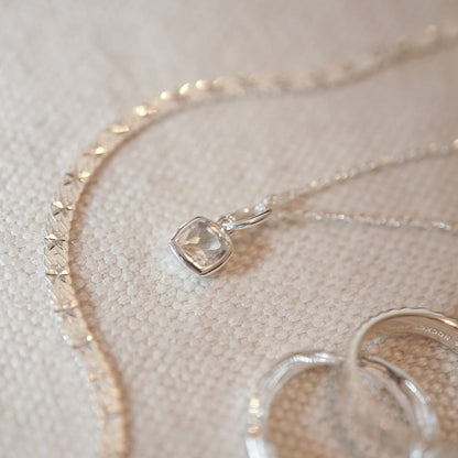 Birthstone Charm Necklace Sterling Silver