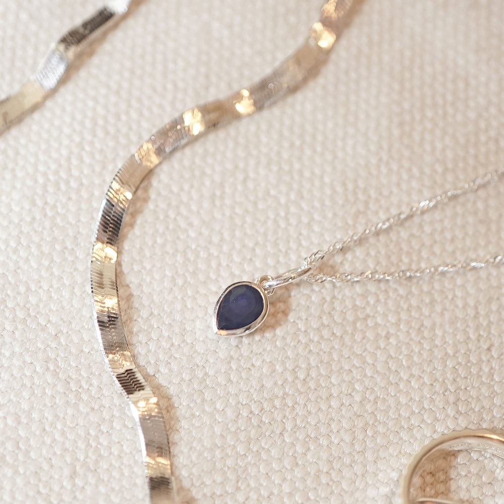 Birthstone Charm Necklace Sterling Silver