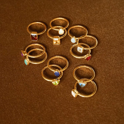 Blue Topaz December Birthstone Ring 18ct Gold Plate