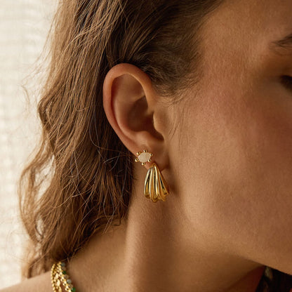 Wave Stud Earrings 18ct Gold Plate