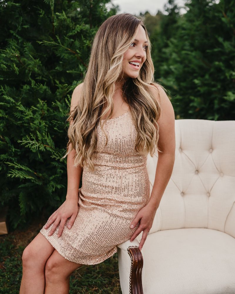 Cordelia Sequin Party Dress - Rose Gold
