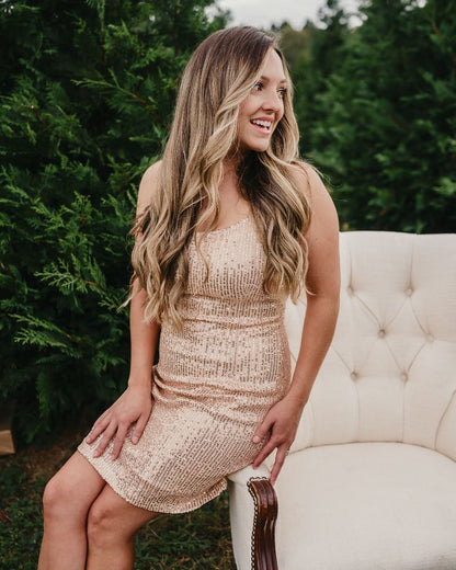 Cordelia Sequin Party Dress - Rose Gold