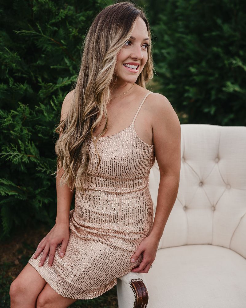 Cordelia Sequin Party Dress - Rose Gold