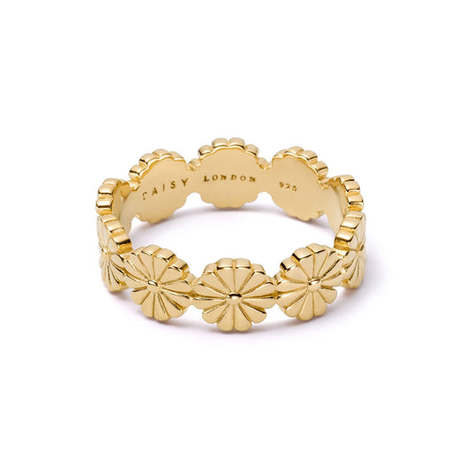Daisy Bloom Crown Band Ring 18ct Gold Plate