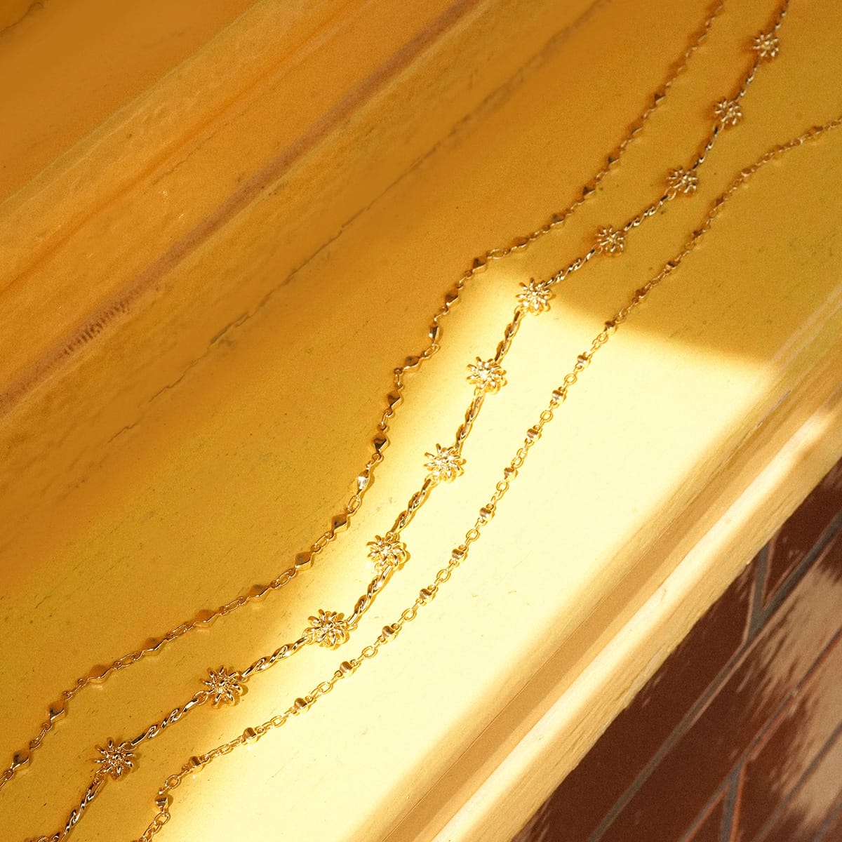 Diamond Disc Chain Necklace 18ct Gold Plate