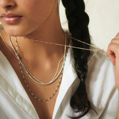 Enamel Beaded Necklace Sterling Silver