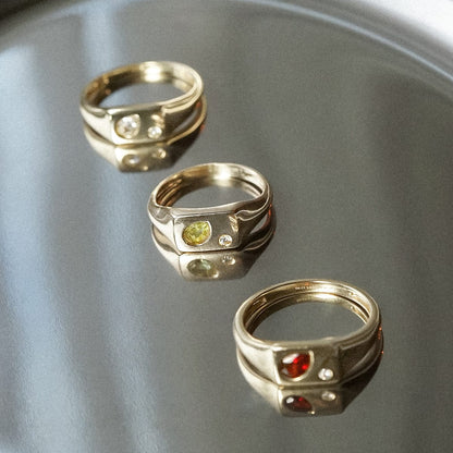 Estée Lalonde Birthstone Signet Ring 9ct Solid Gold