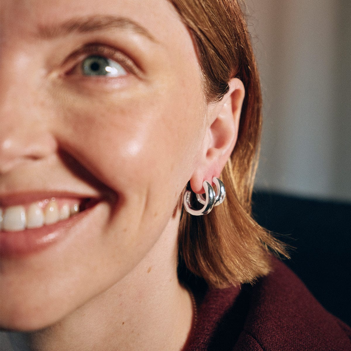 Estée Lalonde Chunky Sapphire Hoop Earrings Sterling Silver