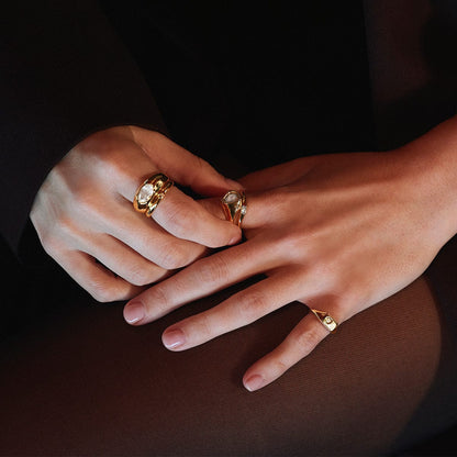 Estée Lalonde Chunky Sapphire Ring 18ct Gold Plate