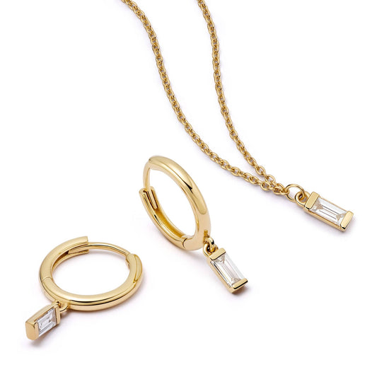 Estée Lalonde Fine Baguette Diamond Layering Set 14ct Solid Gold