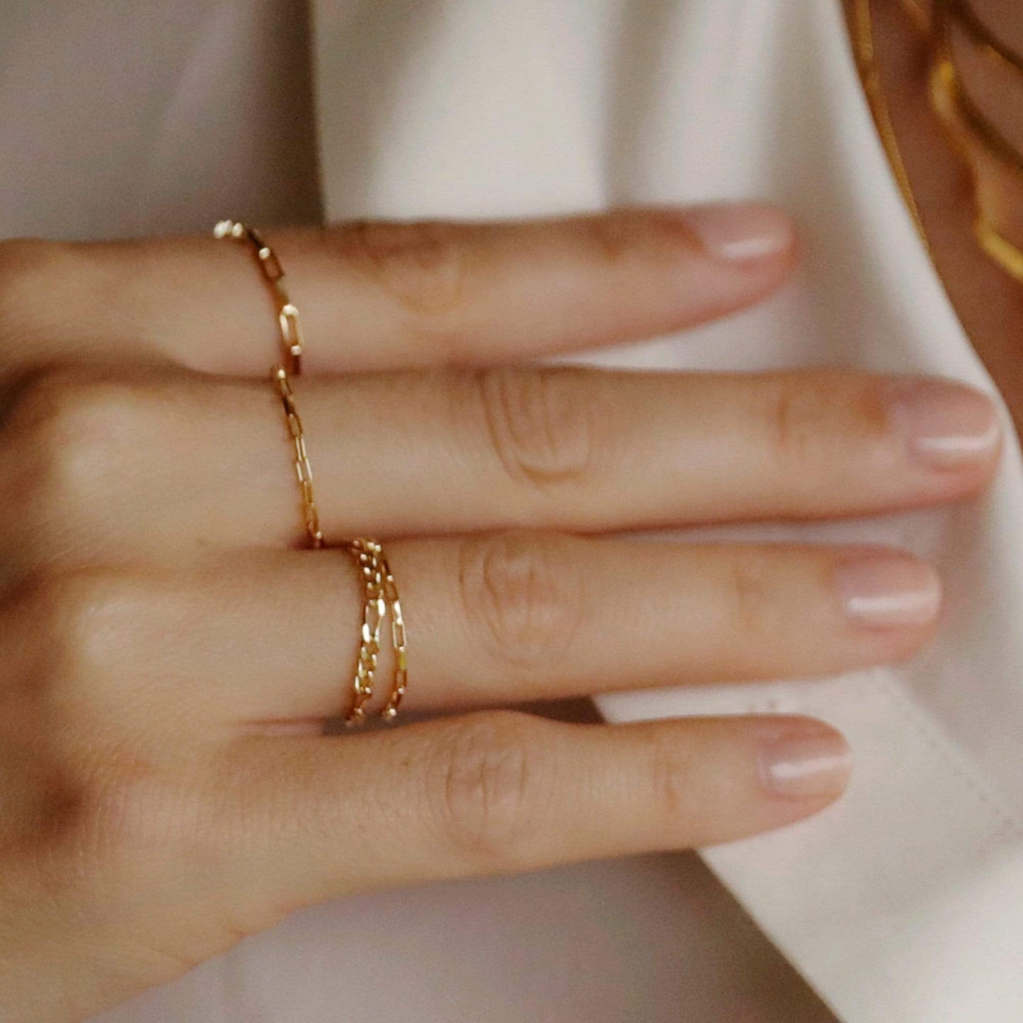 Estée Lalonde Delicate Box Chain Ring 18ct Gold Plate