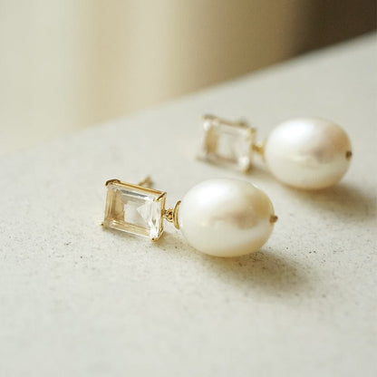 Estée Lalonde Fine Sapphire & Pearl Single Drop Earring 14ct Solid Gold