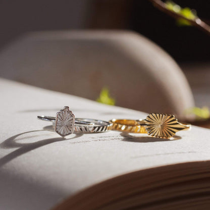 Estée Lalonde Mini Sunburst Shield Ring Sterling Silver