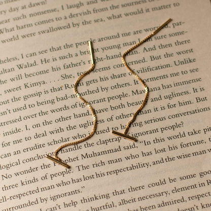 Estée Lalonde T Bar Box Chain Earrings 18ct Gold Plate