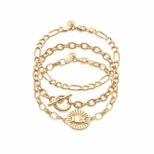 Goddess Triple Bracelet Stack 18ct Gold Plate