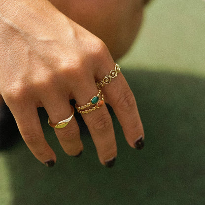 Healing Stone Bobble Ring 18ct Gold Plate