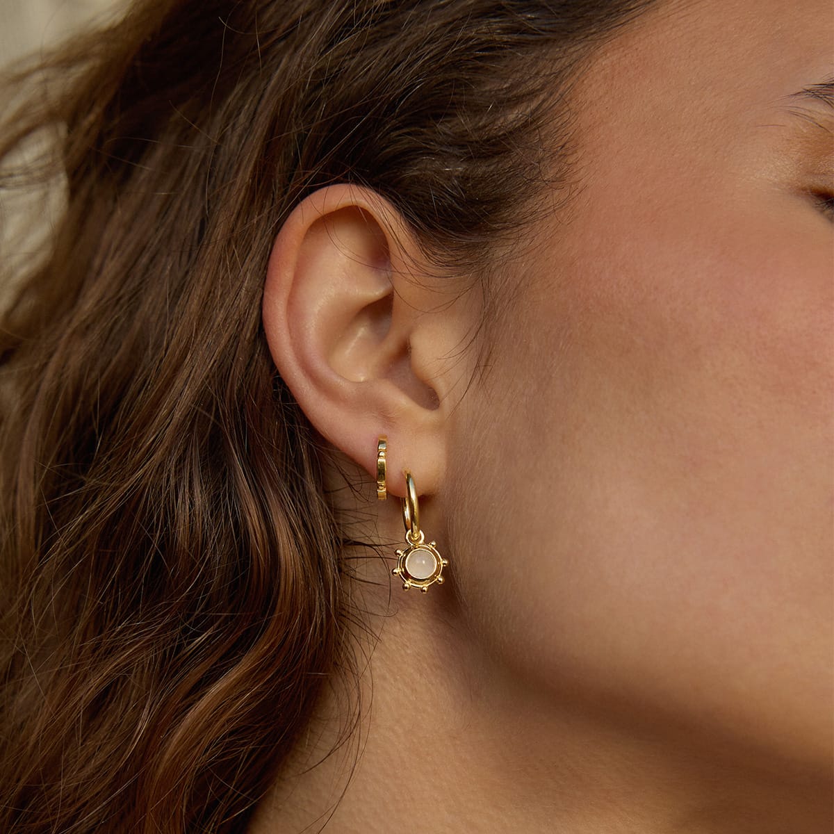 Healing Stone Charm Earrings 18ct Gold Plate