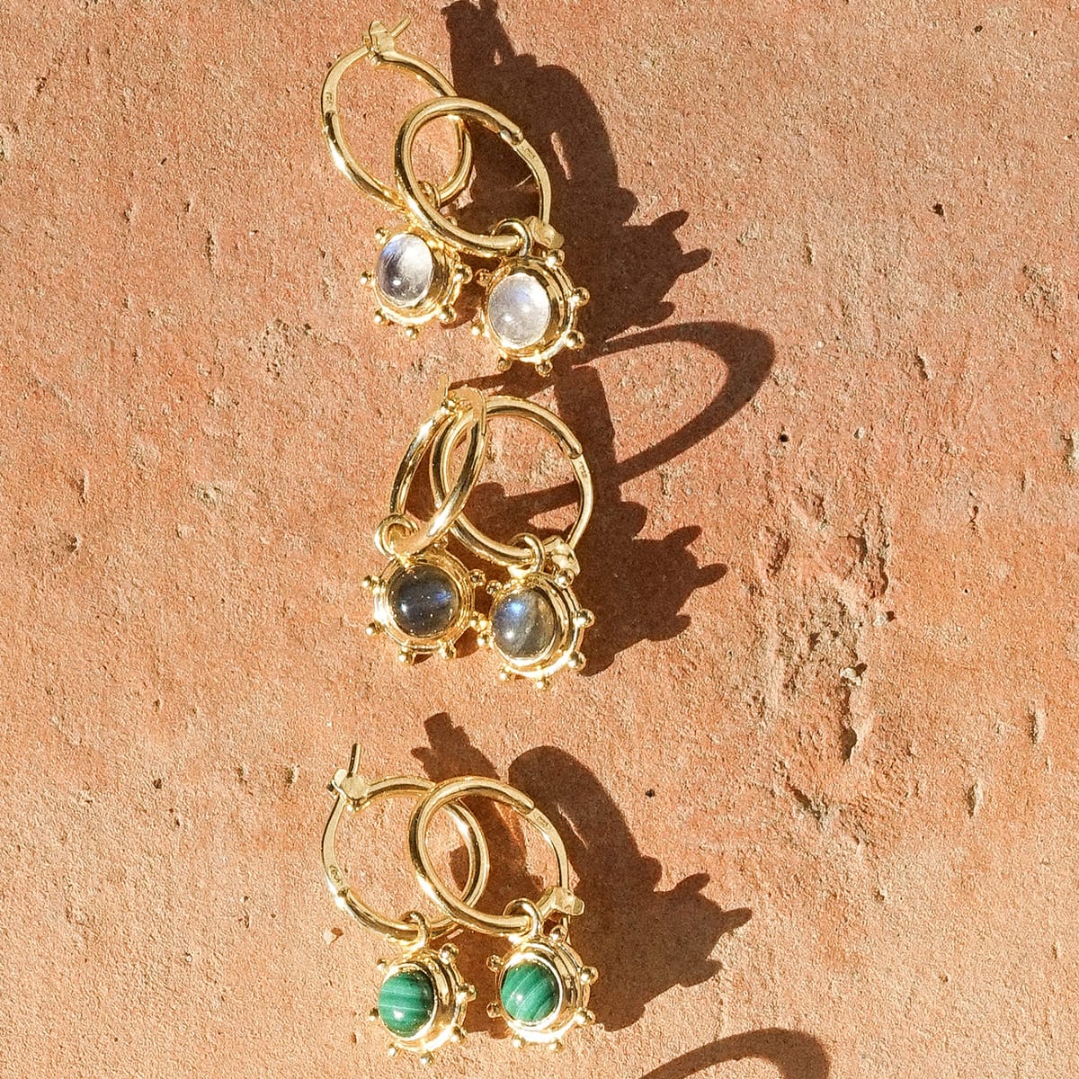 Healing Stone Charm Earrings 18ct Gold Plate