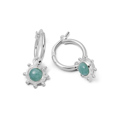 Amazonite Healing Stone Charm Earrings Sterling Silver