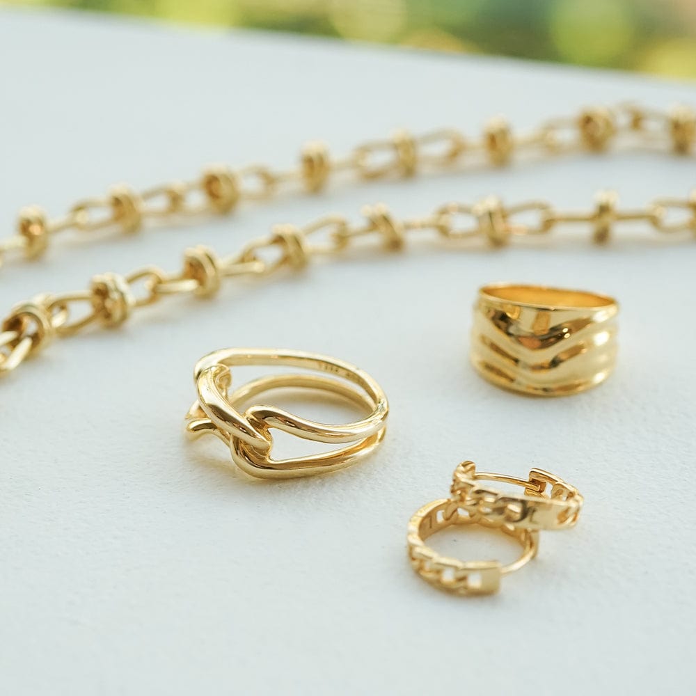 Polly Large Knot Chain Ring 18ct Gold Plate