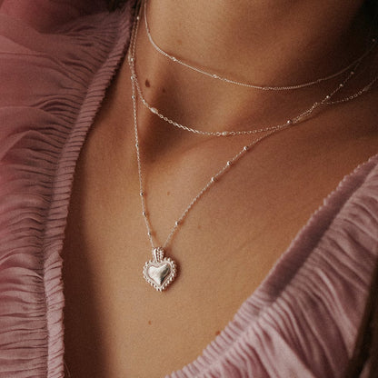 Mini Engravable Bobble Heart Necklace Sterling Silver