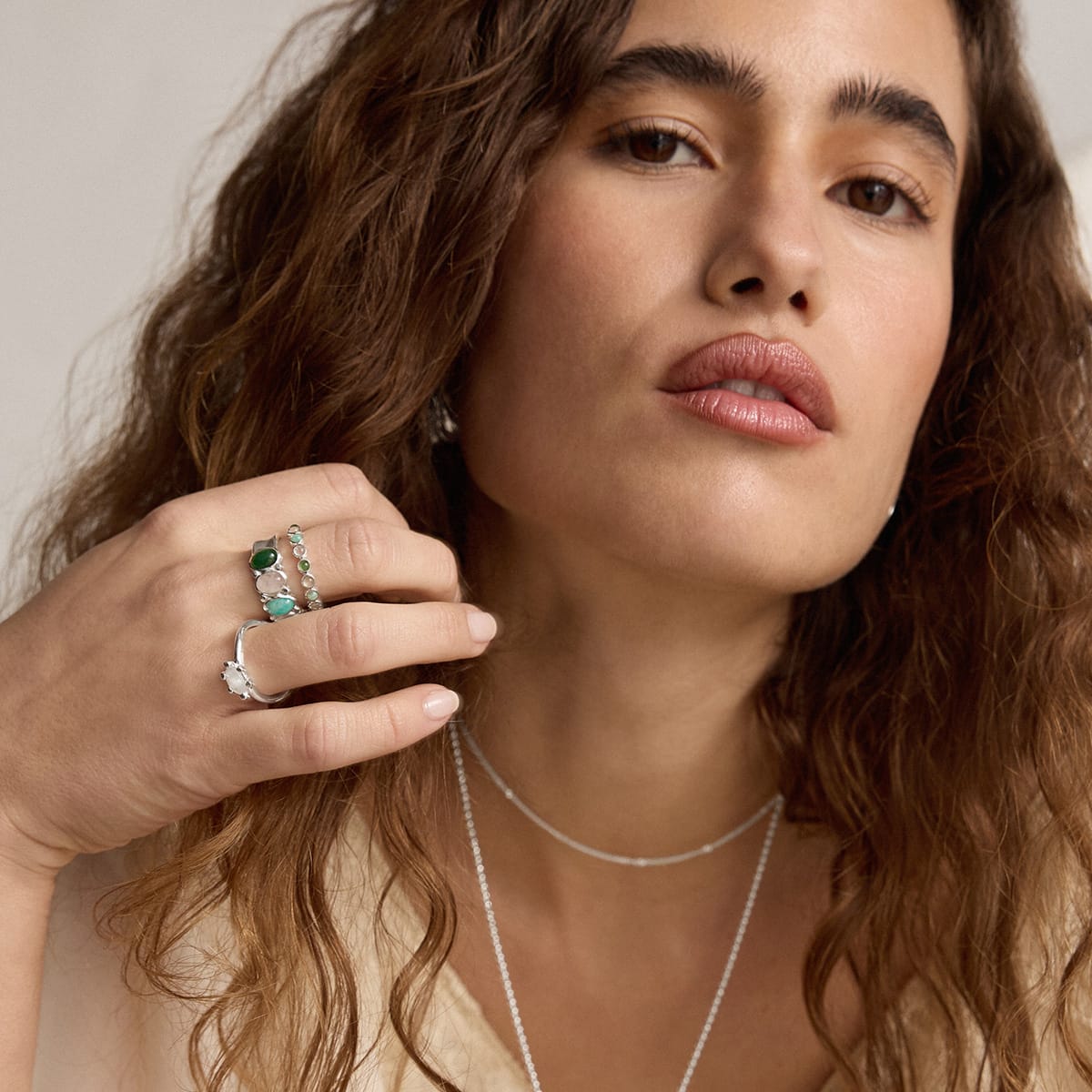 Mixed Gemstone Tennis Ring Sterling Silver