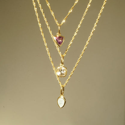 Opal October Birthstone Charm Necklace 18ct Gold Plate