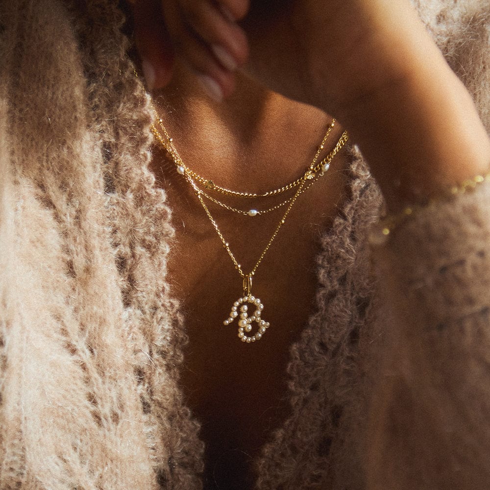 Pearl Initial Charm Pendant 18ct Gold Plate