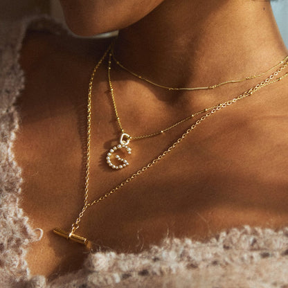 Pearl Initial Charm Pendant 18ct Gold Plate