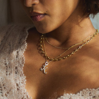 Pearl Initial Charm Pendant 18ct Gold Plate