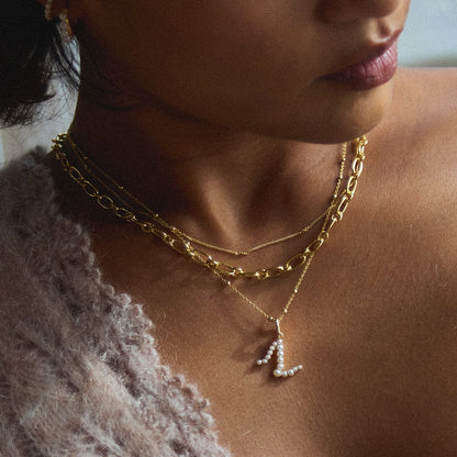 Pearl Initial Charm Pendant 18ct Gold Plate