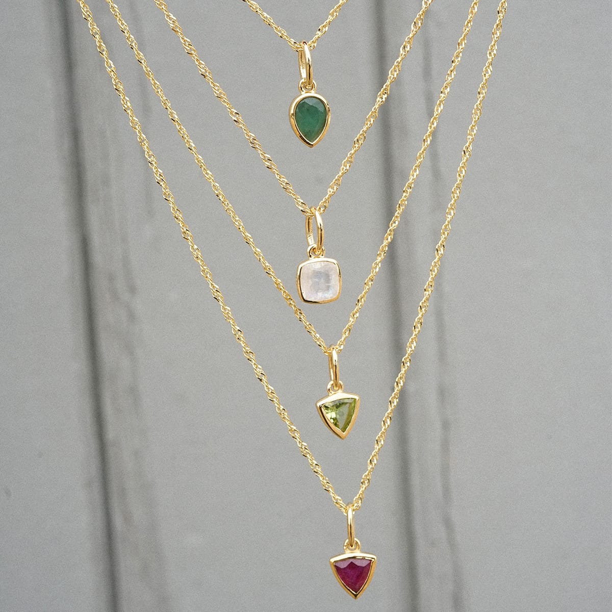 Birthstone Charm Necklace 18ct Gold Plate