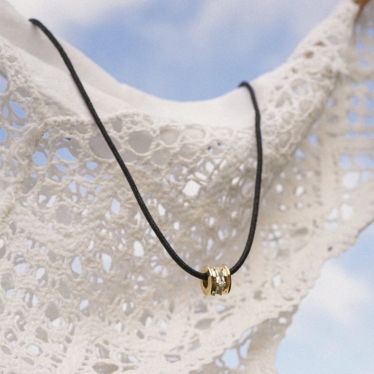 Polly Crystal Bead Cord Necklace 18ct Gold Plate