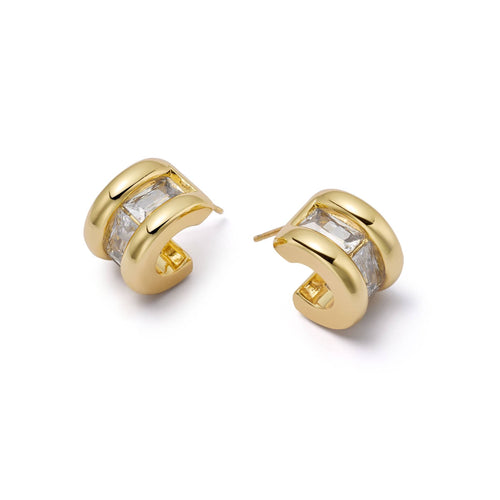 Polly Crystal Hoop Earrings 18ct Gold Plate