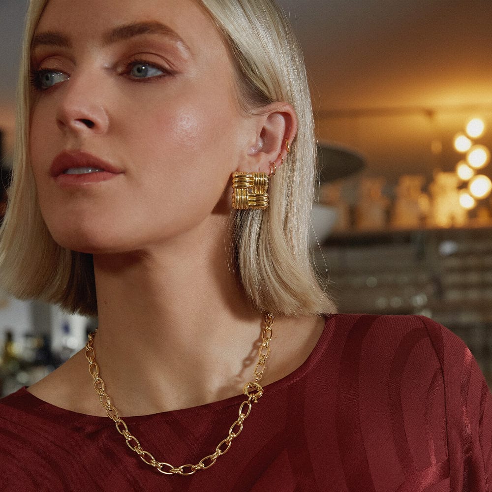 Polly Lattice Stud Earrings 18ct Gold Plate