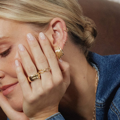 Polly Mini Wave Stud Earrings 18ct Gold Plate