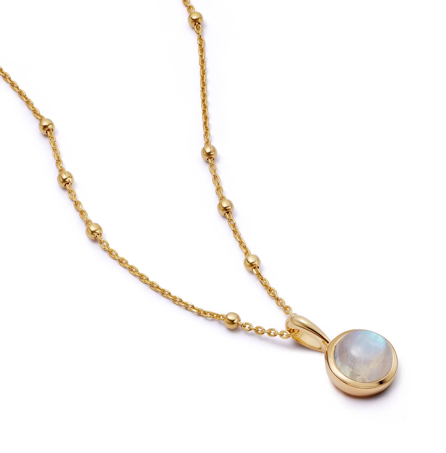 Rainbow Moonstone Healing Stone Necklace 18ct Gold Plate
