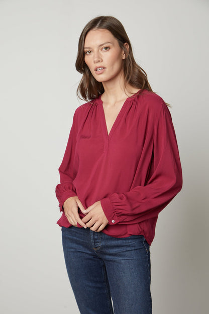 POSIE SPLIT NECK BLOUSE