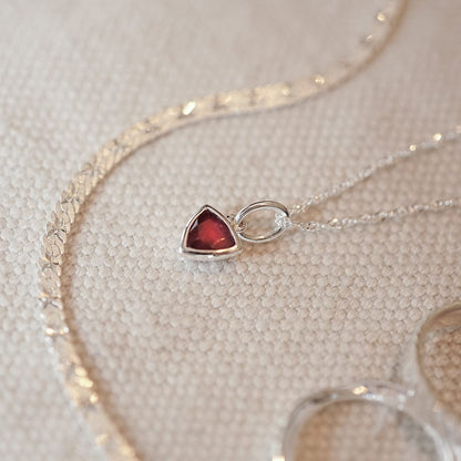 Ruby July Birthstone Charm Pendant Sterling Silver