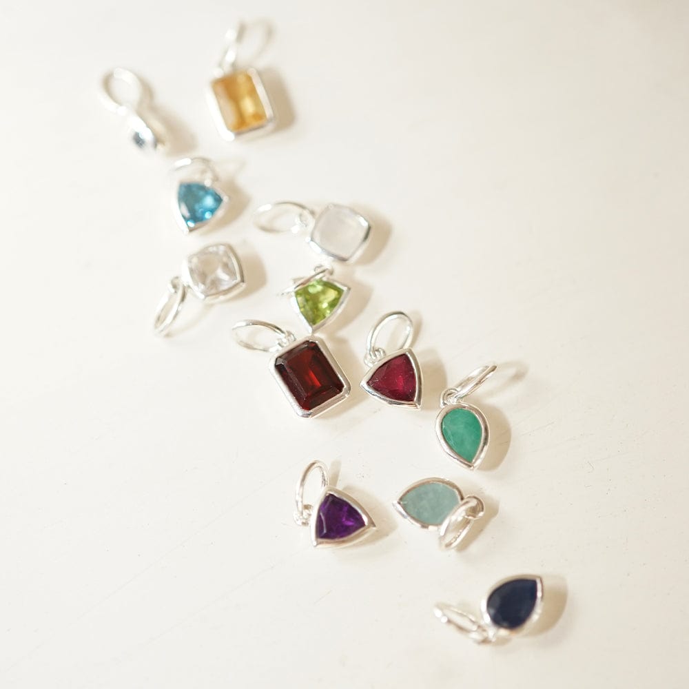 Ruby July Birthstone Charm Pendant Sterling Silver