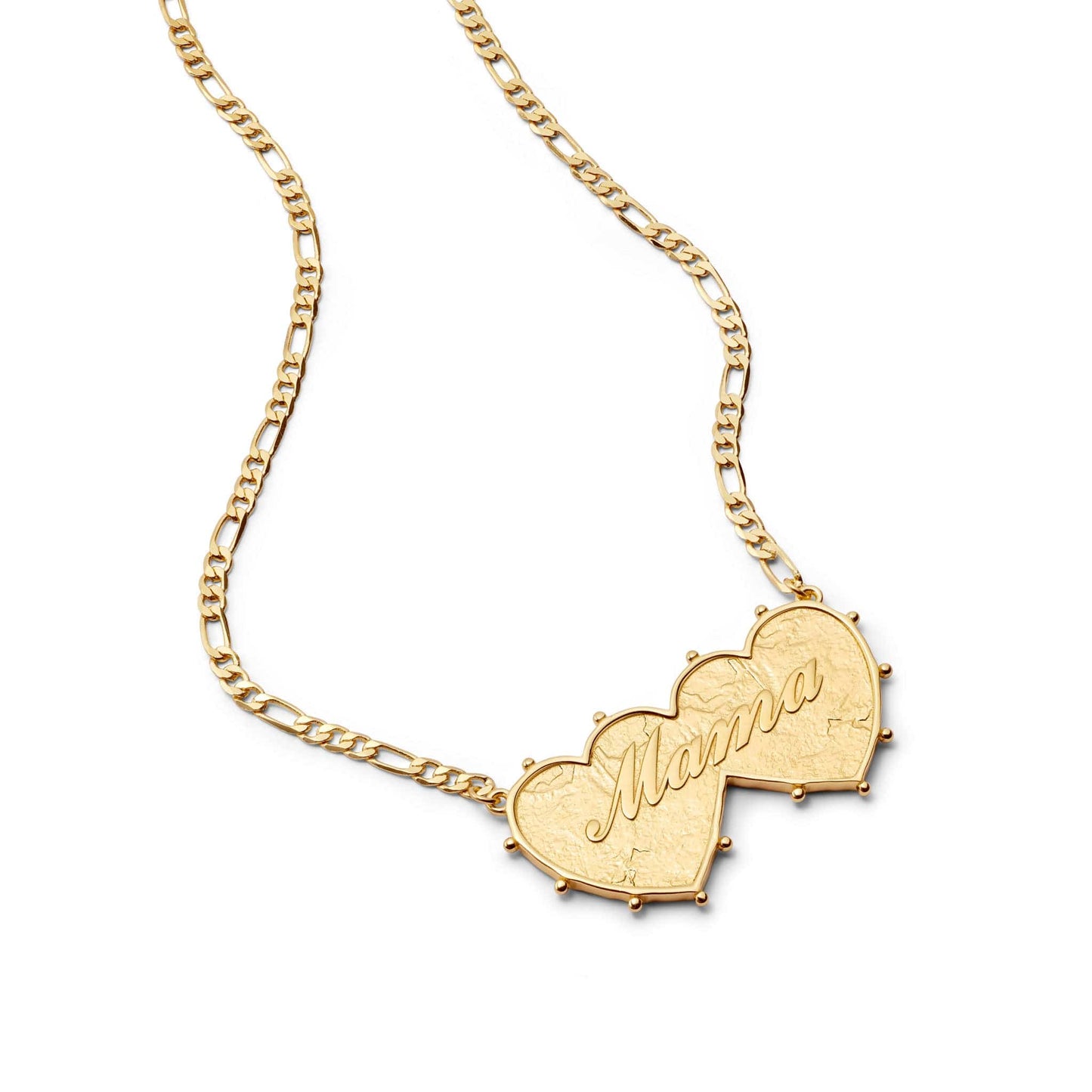 Shrimps 'Mama' Double Heart Necklace 18ct Gold Plate