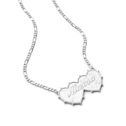 Shrimps 'Mama' Double Heart Necklace Silver Plate